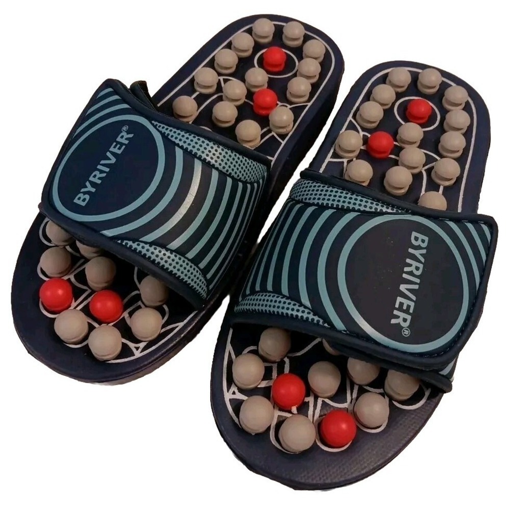 BYRIVER Acupuncture Massage Slippers Sandals Slides Shoes Mat Sz S Unisex READ